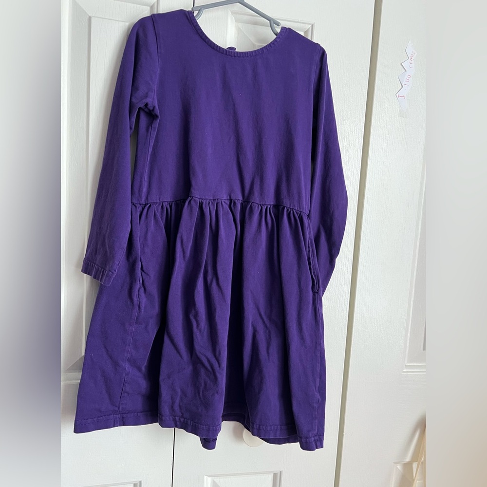 Primary Girls Deep Plum Purple Long Sleeved Dress Size 7 GUC